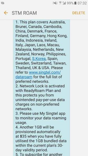 シンガポールでの「Singtel」便利機能の設定方法
